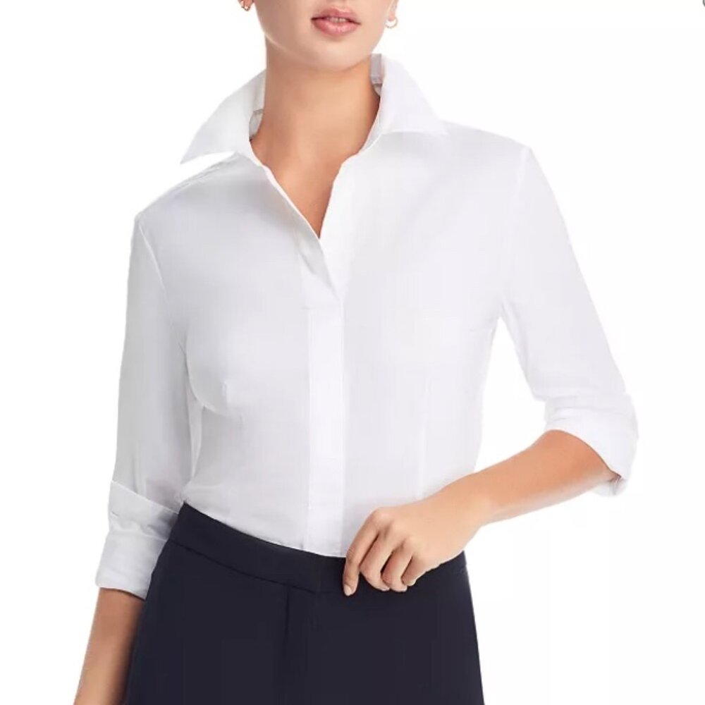 BOSS by Hugo Boss Bashinah Point Collar Long Sleeve Slim Fit Blouse Size 6 BNWT